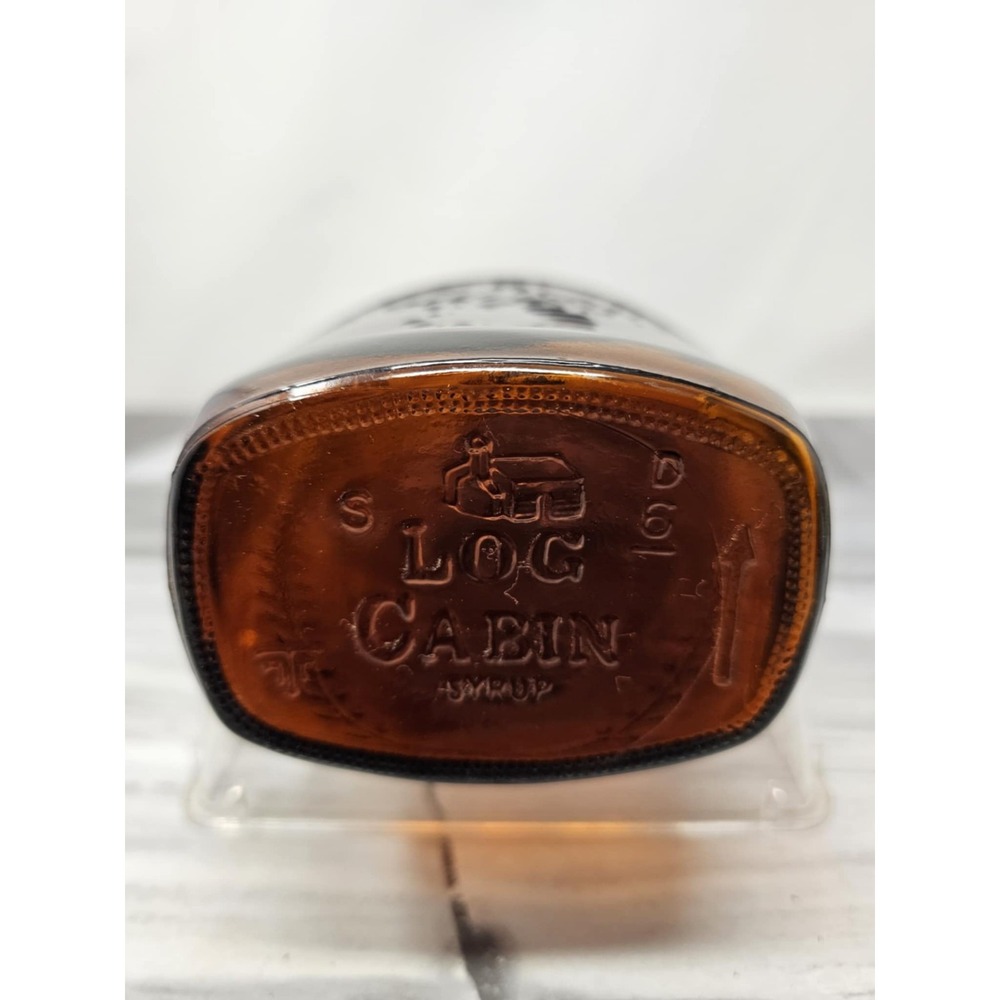 Vintage amber / Brown Glass Spirit Of 1776 Log Cabin‎ Syrup Bottle Commemorative - Picture 3 of 5